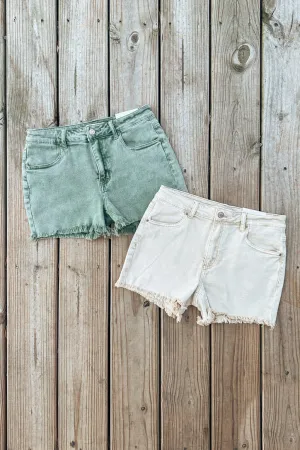 Aspen Acid Washed Frayed Shorts | TWO COLORS | FINAL SALE