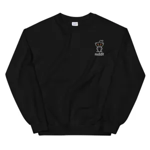 Embroidery Reading Robot Robot Logo Black Sweatshirt