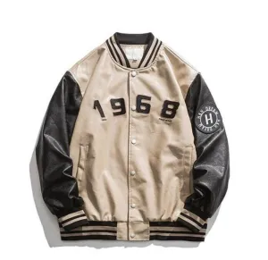 Faux Leather 1968 Varsity Jacket