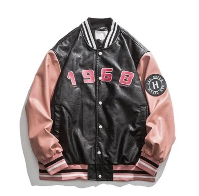 Faux Leather 1968 Varsity Jacket