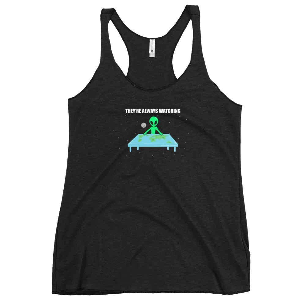 Flat Earth Alien Women's Racer-back Tank-top