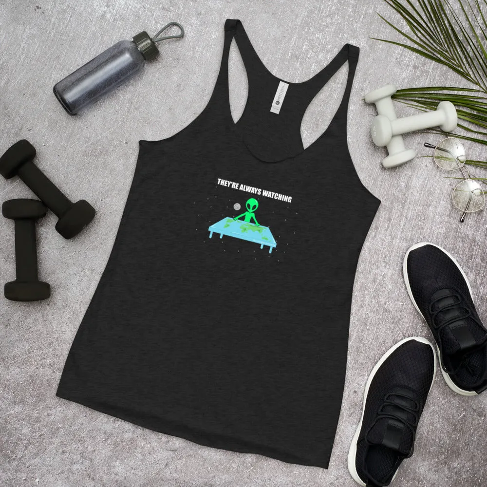 Flat Earth Alien Women's Racer-back Tank-top