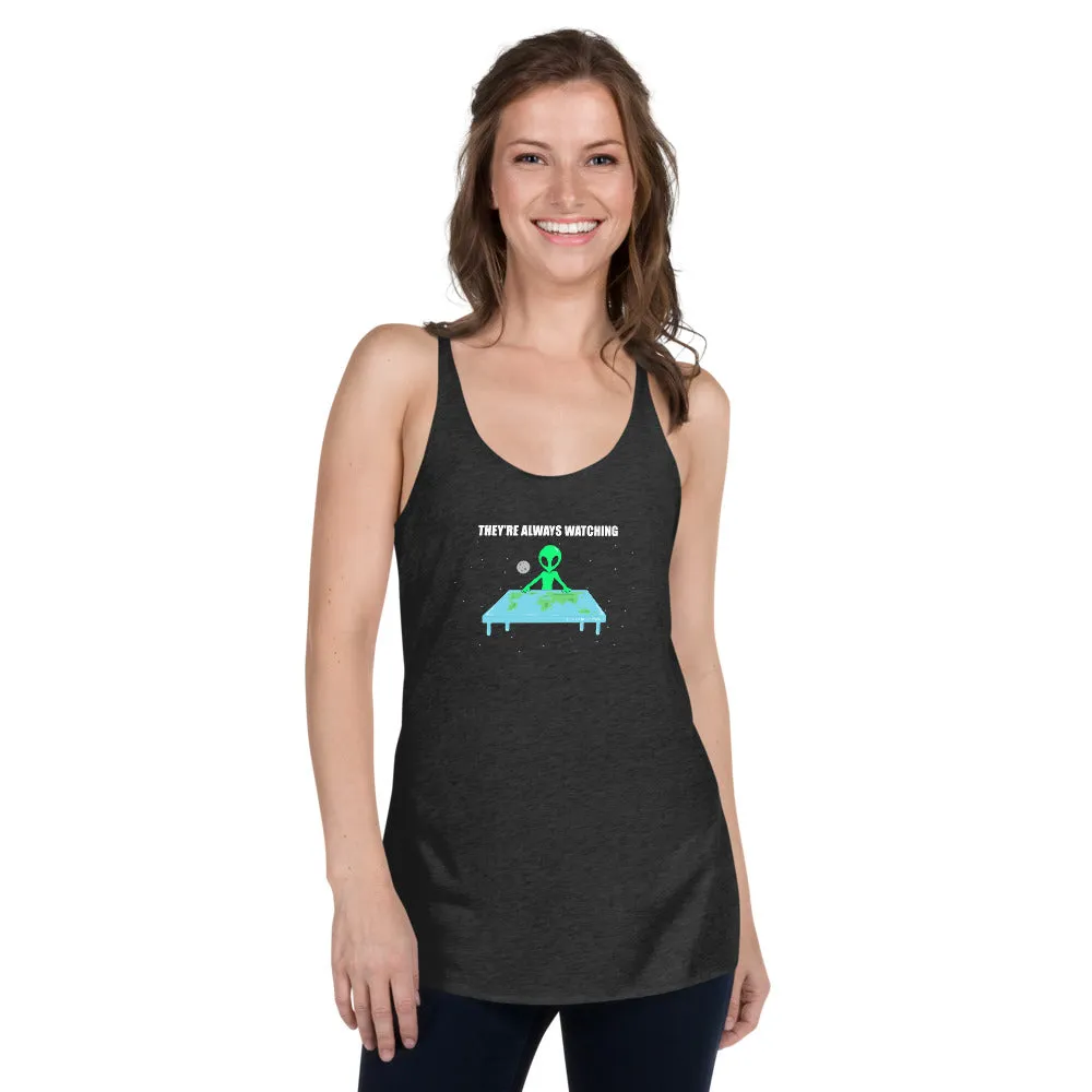 Flat Earth Alien Women's Racer-back Tank-top