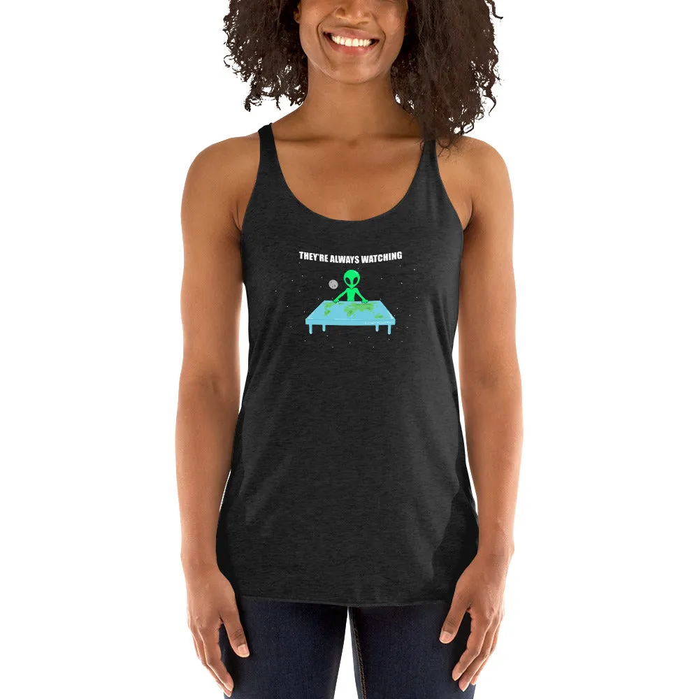 Flat Earth Alien Women's Racer-back Tank-top