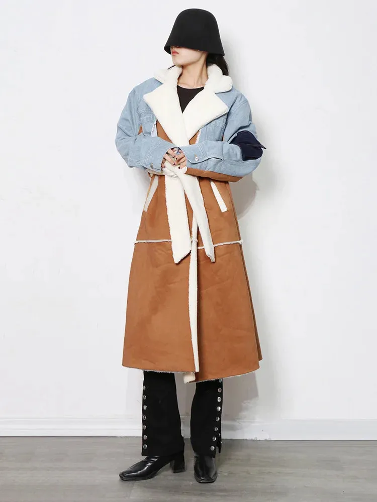 HEYFANCYSTYLE Wool Denim Long Coat