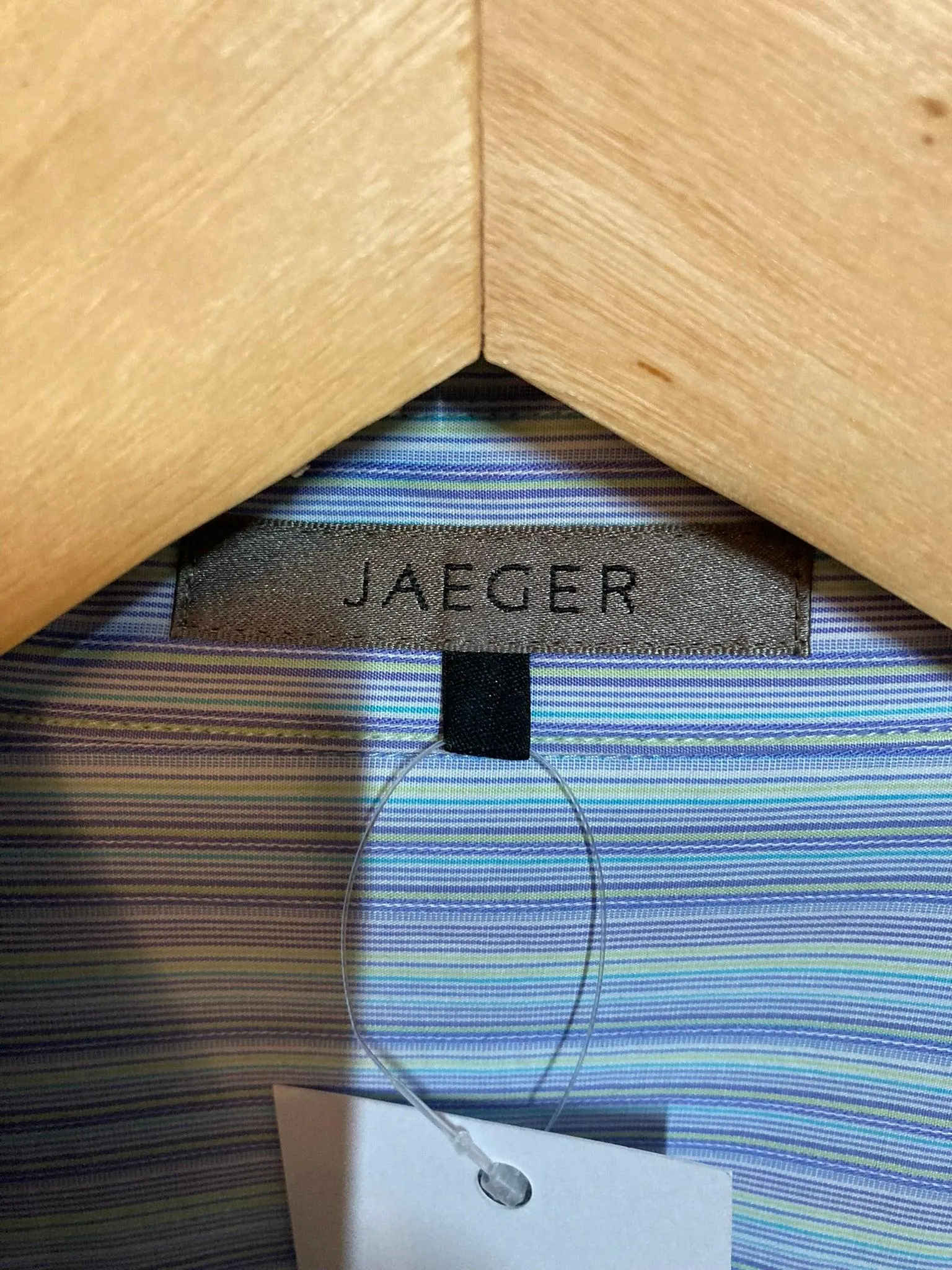 Jaeger Cotton Multi-Coloured Fine Stripped Long Sleeved Fitted Shirt UK Size 12