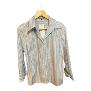 Jaeger Cotton Multi-Coloured Fine Stripped Long Sleeved Fitted Shirt UK Size 12