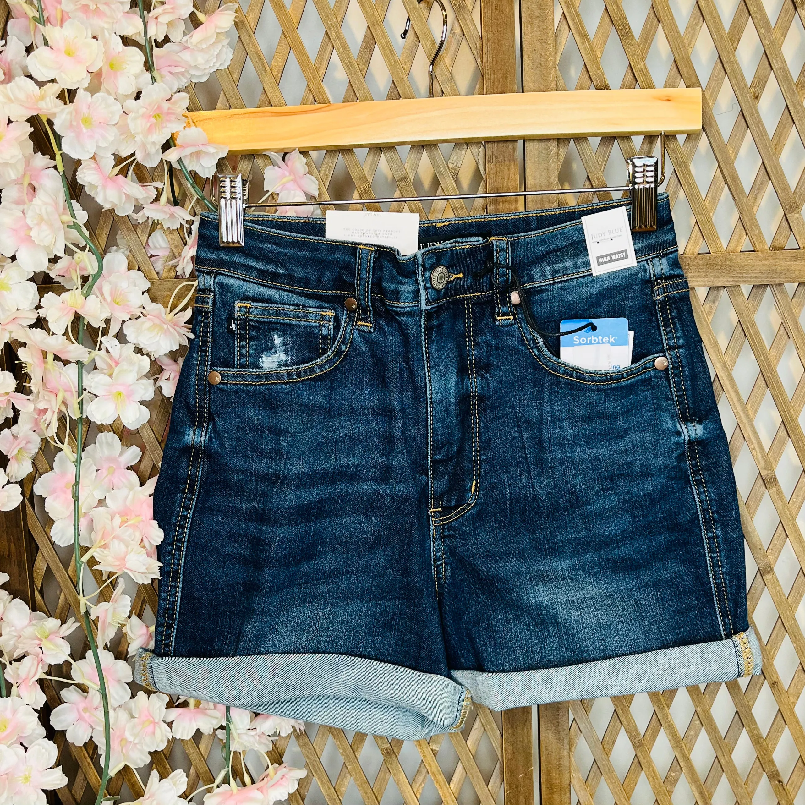 High-Waisted Tummy Control Denim Shorts in Dark Wash by Judy Blue