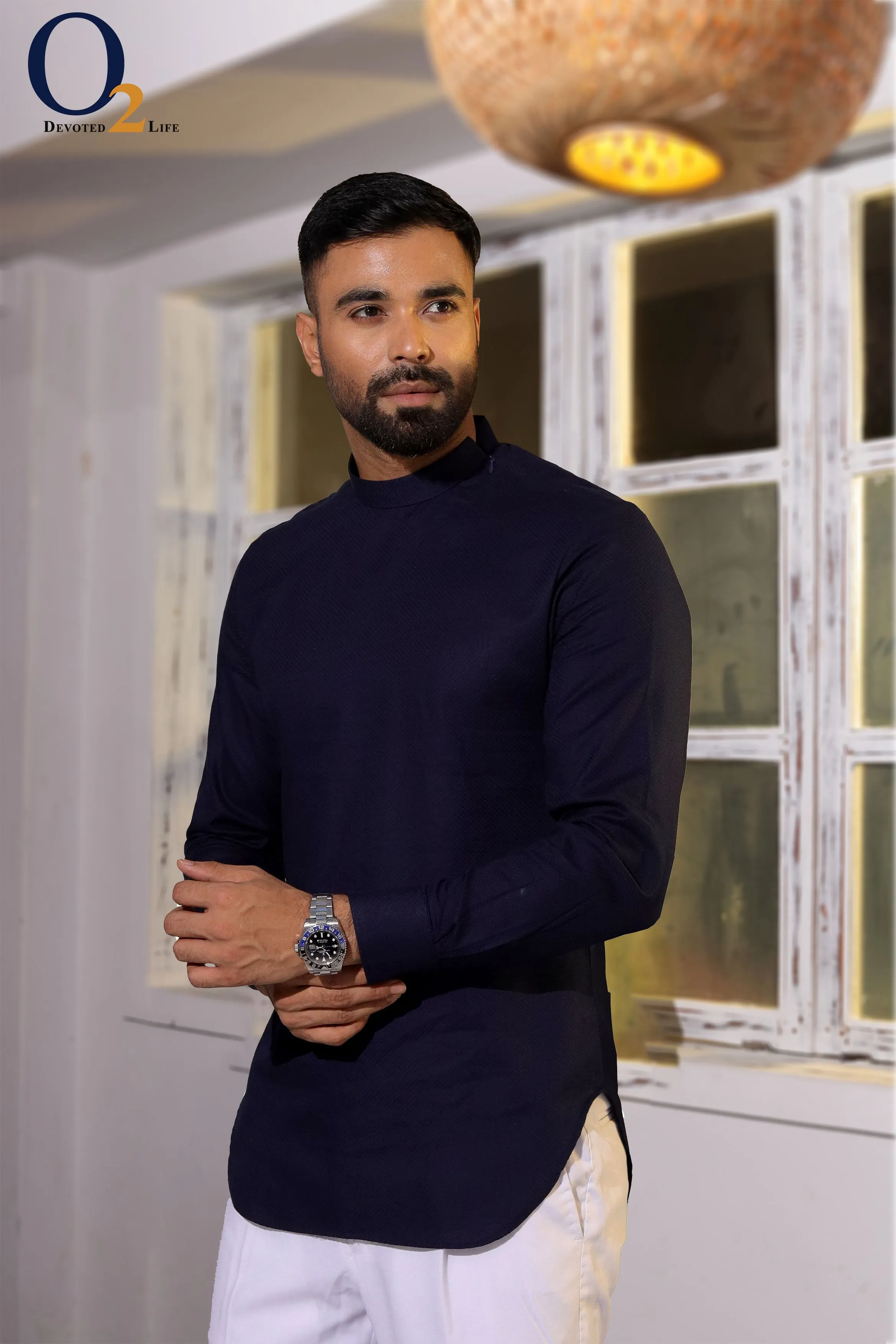 Navy Blue Asymmetric Kurta