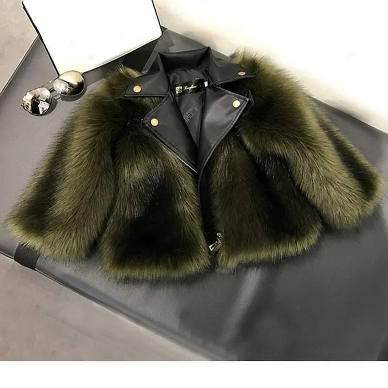 Stylish Girl's Artificial Fur Jacket