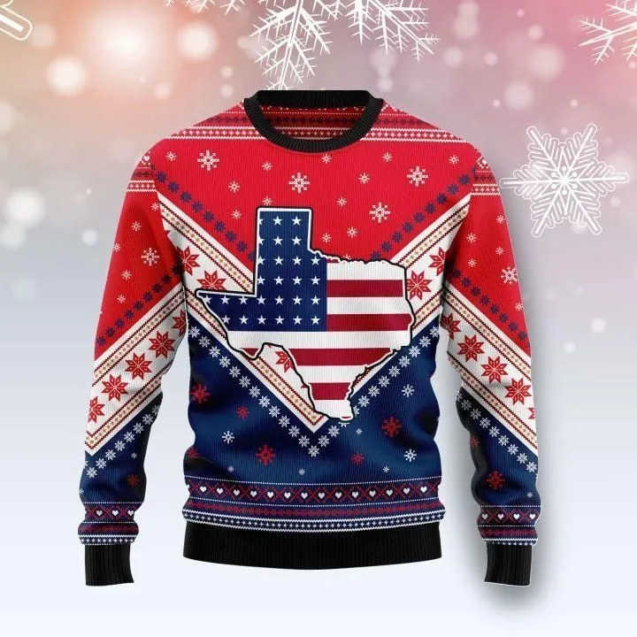 Texas USA Flag Ugly Christmas Sweater, Christmas Gift Sweater, Texas Ugly Sweater