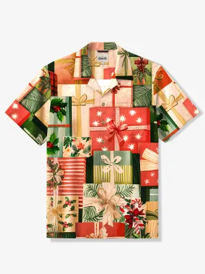 Vintage Festive Christmas Gift Seersucker Camp Shirt