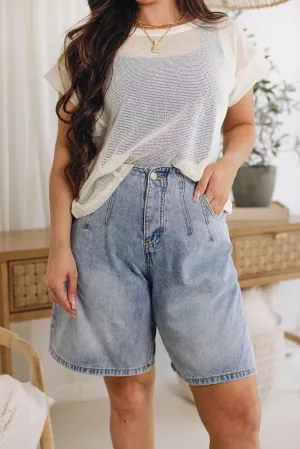 Wide Leg Denim Shorts (S-L)